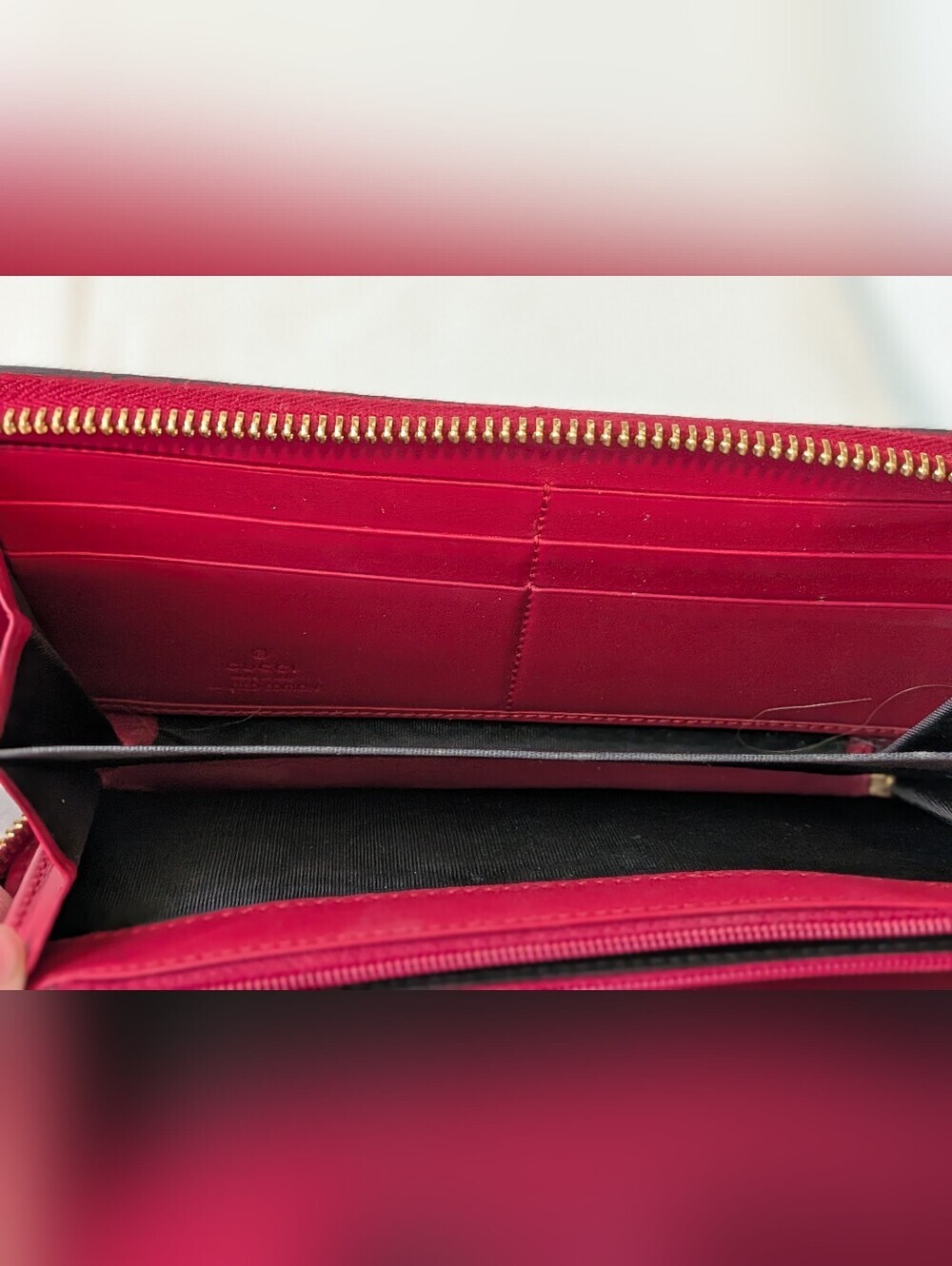 Gucci Beige/Red GG Supreme Limited Edition Bosco Patch Zip Around Wallet - Picture 6 of 6